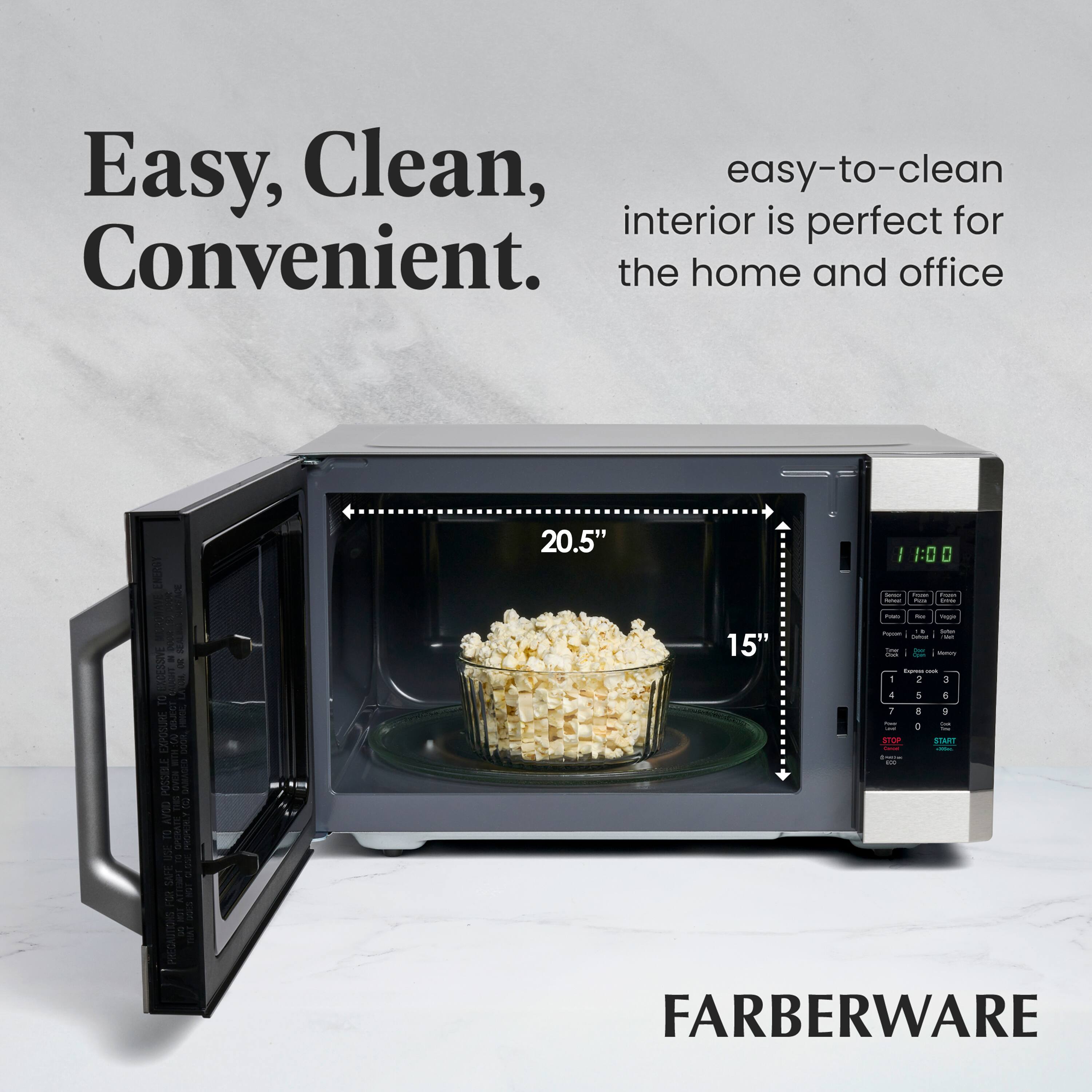 Easy, Clean, Convenient.  
easy-to-clean interior is perfect for the home and office  

20.5"  
15"  

FARBERWARE