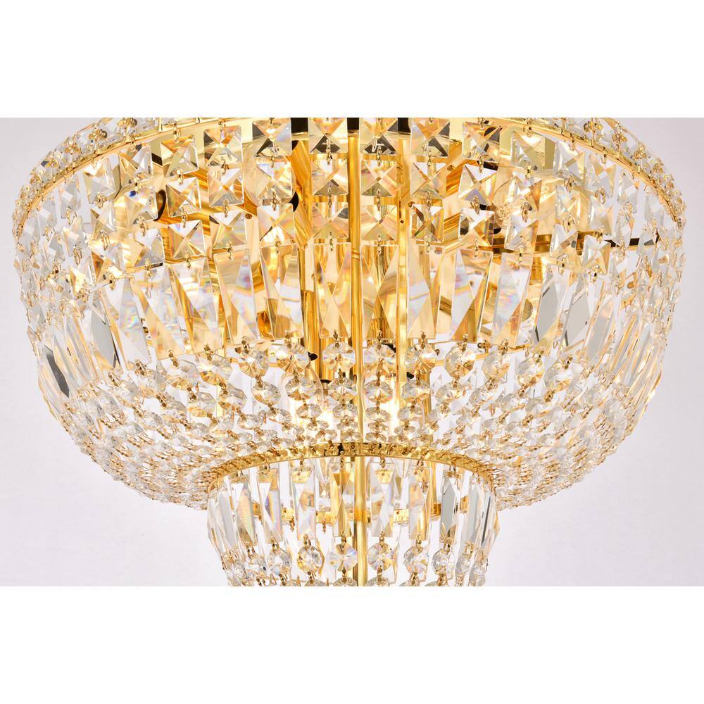 Alt View 2. Elegant Lighting - Tranquil 10 light Gold Flush Mount Clear Royal Cut Crystal - Gold.
