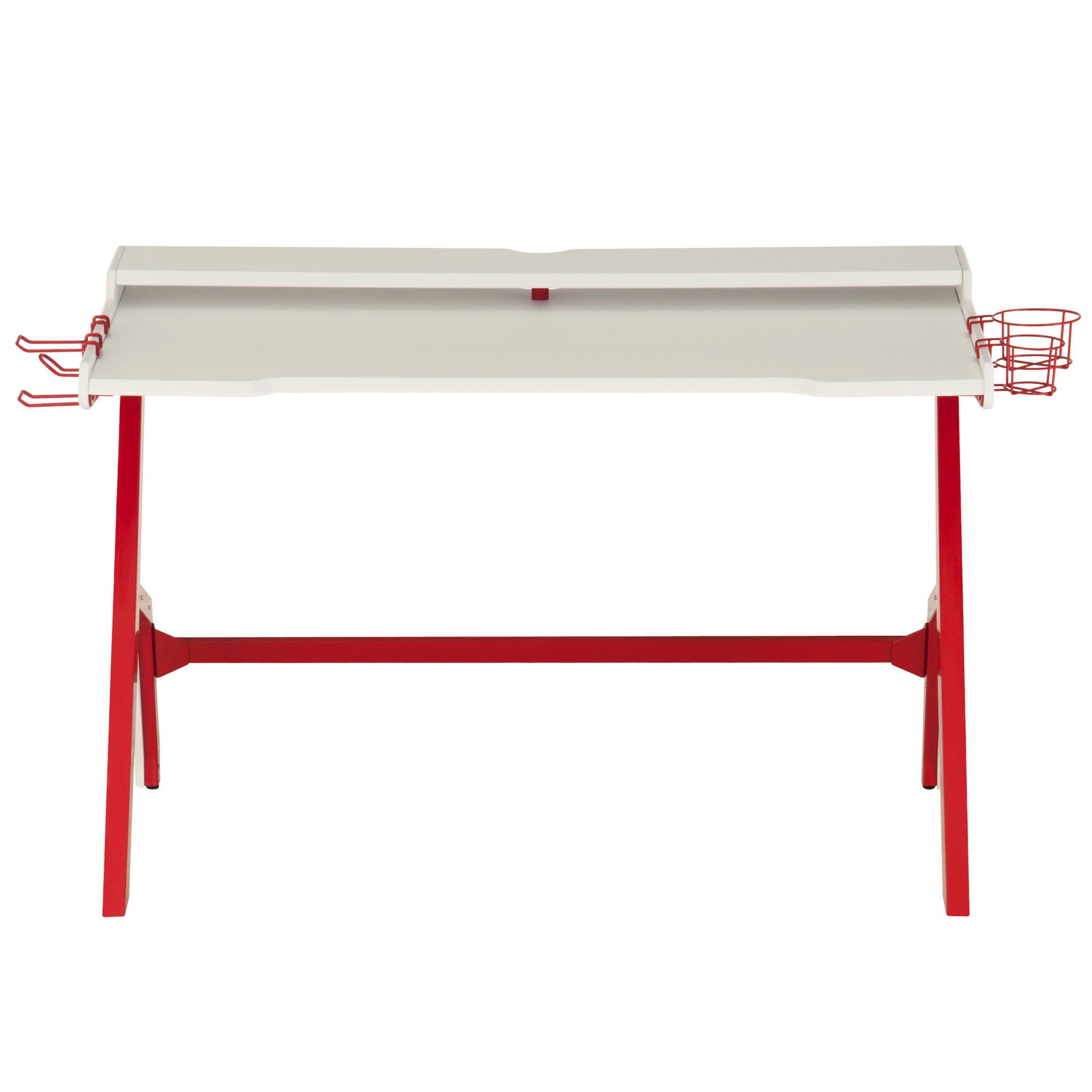 Alt View 6. GOODSILO - Ergonomic Gaming Desk Workstation with Cupholder and Headphone Hook for Enhanced Gaming Experience - Red.