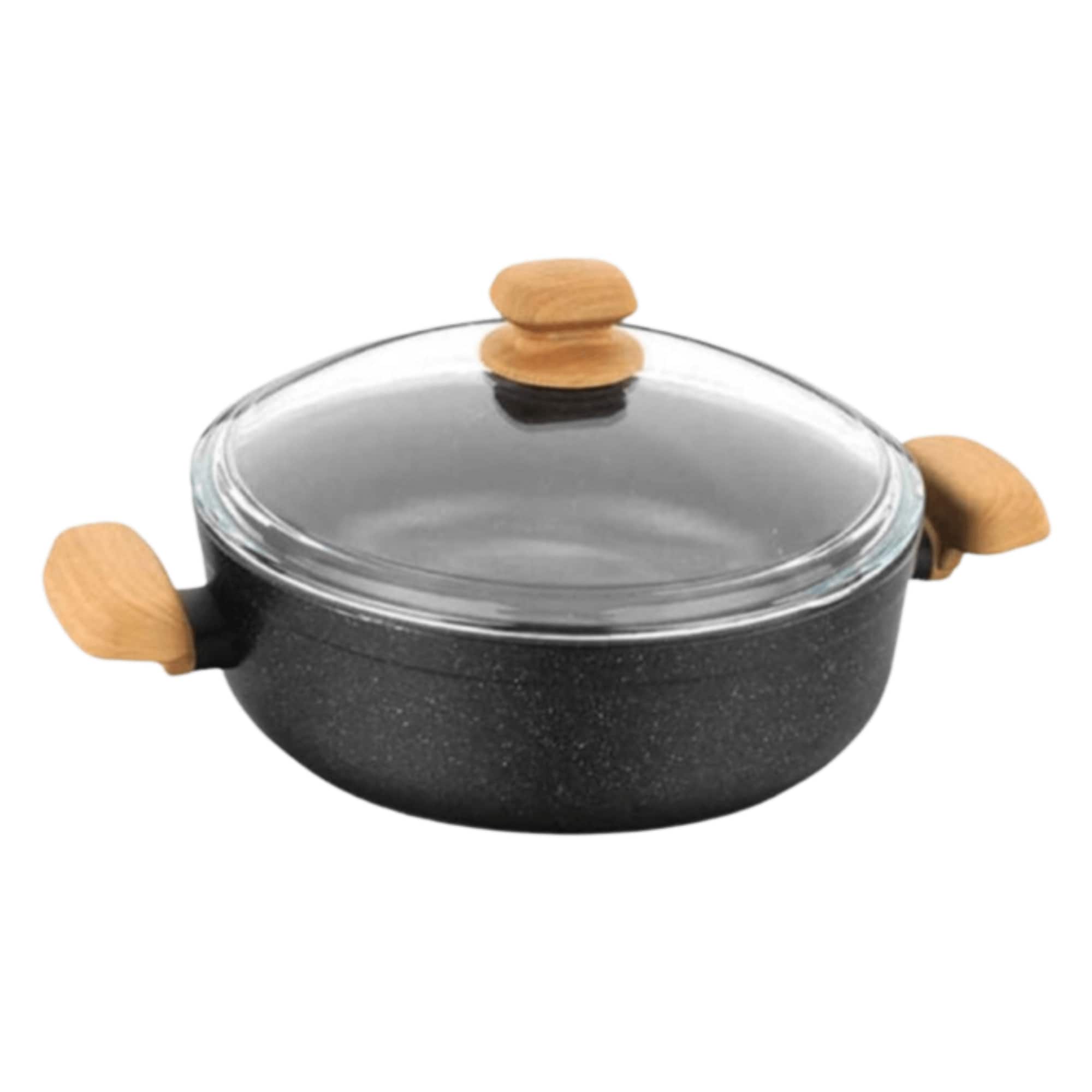 Korkmaz - Montana 9.5-Inch Non-Stick Low Casserole Dish with Lid - Black