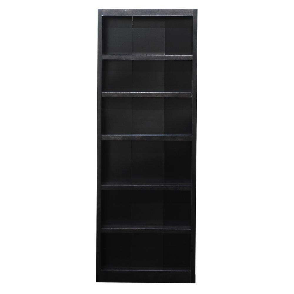 Angle. Concepts in Wood - Single Wide Bookcase 6 Shelves Espresso Finish - Brown.