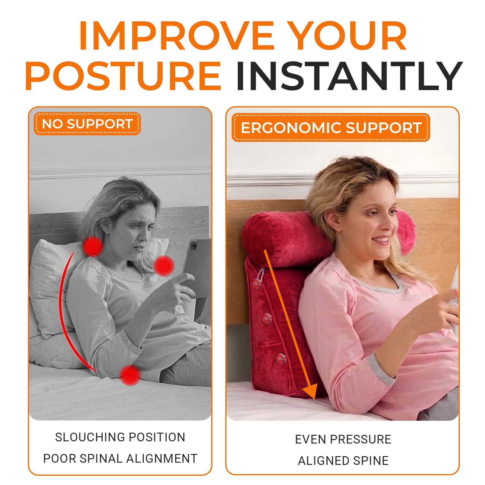 IMPROVE YOUR POSTURE INSTANTLY

NO SUPPORT
SLOUCHING POSITION
POOR SPINAL ALIGNMENT

ERGONOMIC SUPPORT
EVEN PRESSURE
ALIGNED SPINE