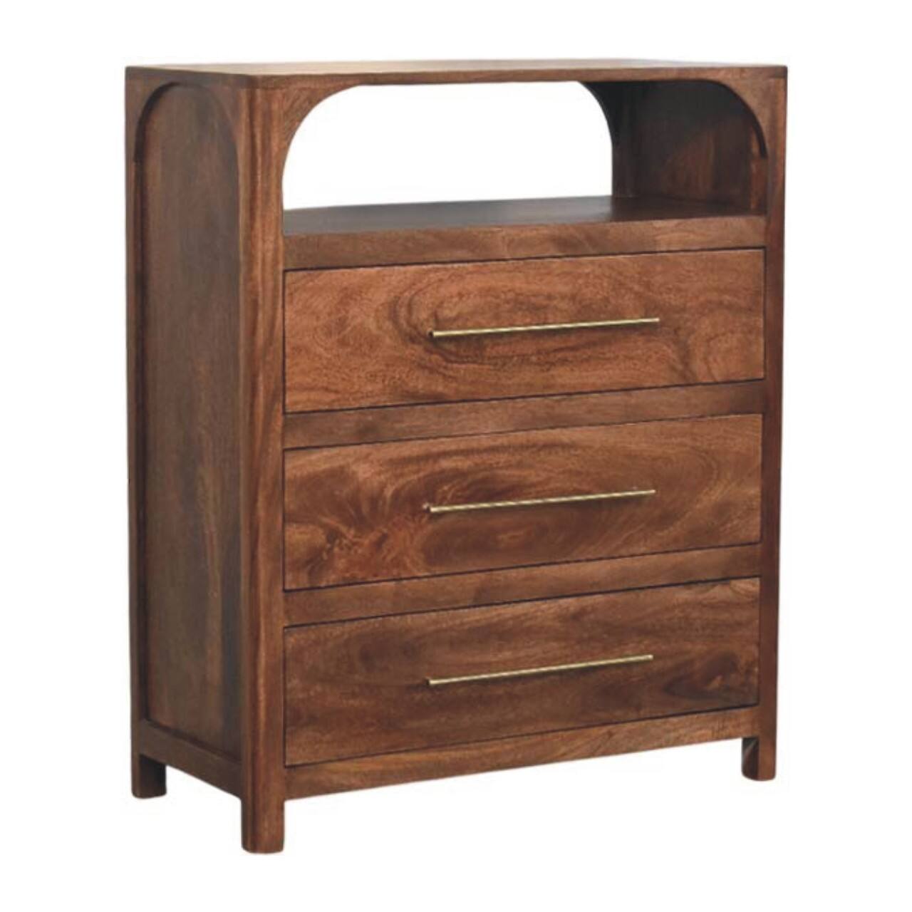 Left. Artisan Furniture - Artisan Furniture Solid Wood Arc-Line 3 Drawer Chest, Brown - Brown.