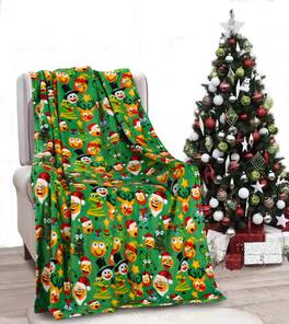 Noble House - Christmas Festive and Cheery Holiday Super Soft Ultra Comfy Microplush Throw Blanket 50"x60" - HOLIDAY FUNNY FACES