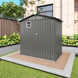 Anysun - 6X3.6FT Metal Storage Shed – Tool Shed with Peaked Roof, Waterproof, Clear Window, Lockable Door - Gray
