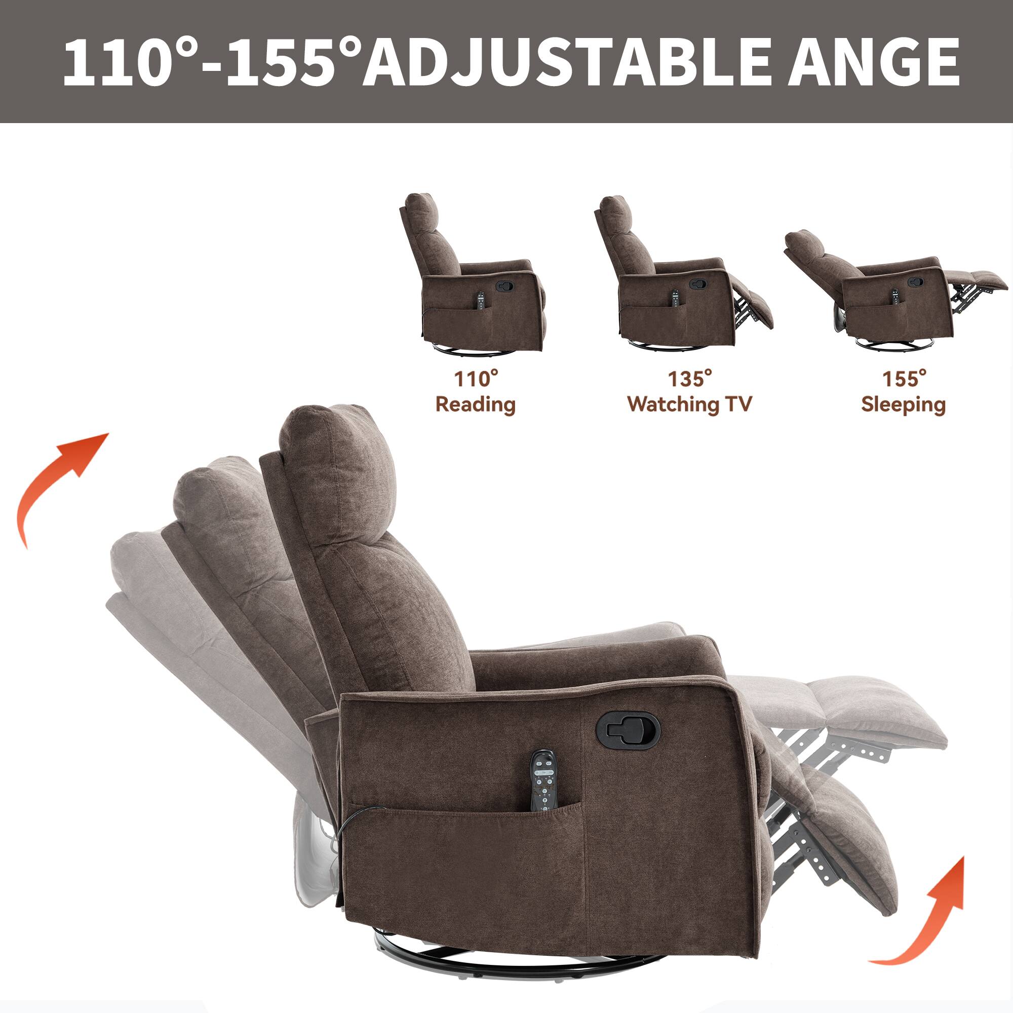 110°-155° ADJUSTABLE ANGLE

- 110° Reading
- 135° Watching TV
- 155° Sleeping