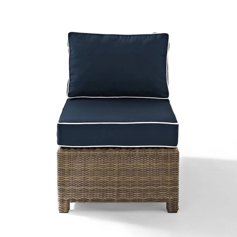 Back. Crosley Furniture - Bradenton Wicker Armless Outdoor Sectional Chair - Navy.