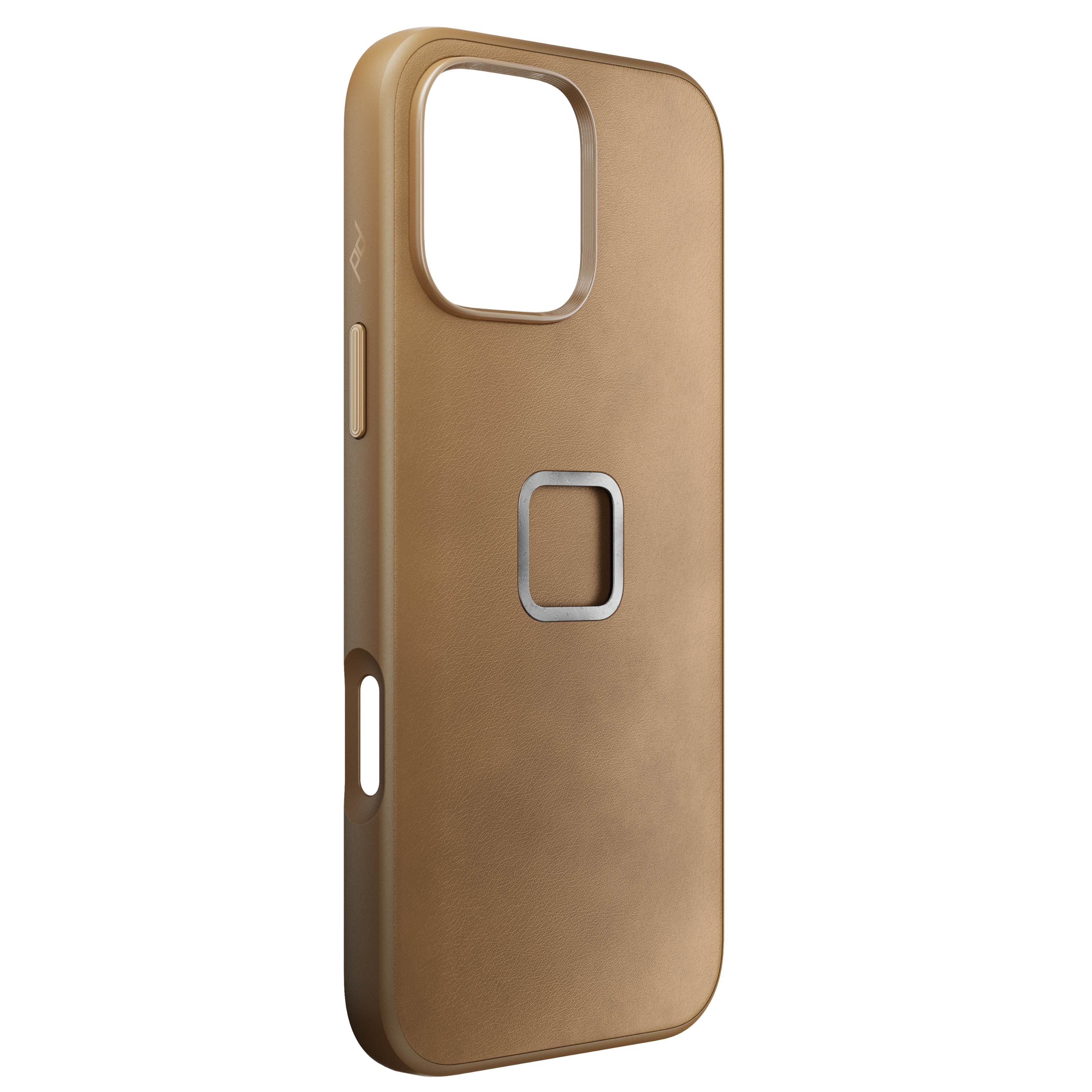 Angle. Peak Design - Everyday Fabric Case for iPhone 16 Pro Max - Tan.