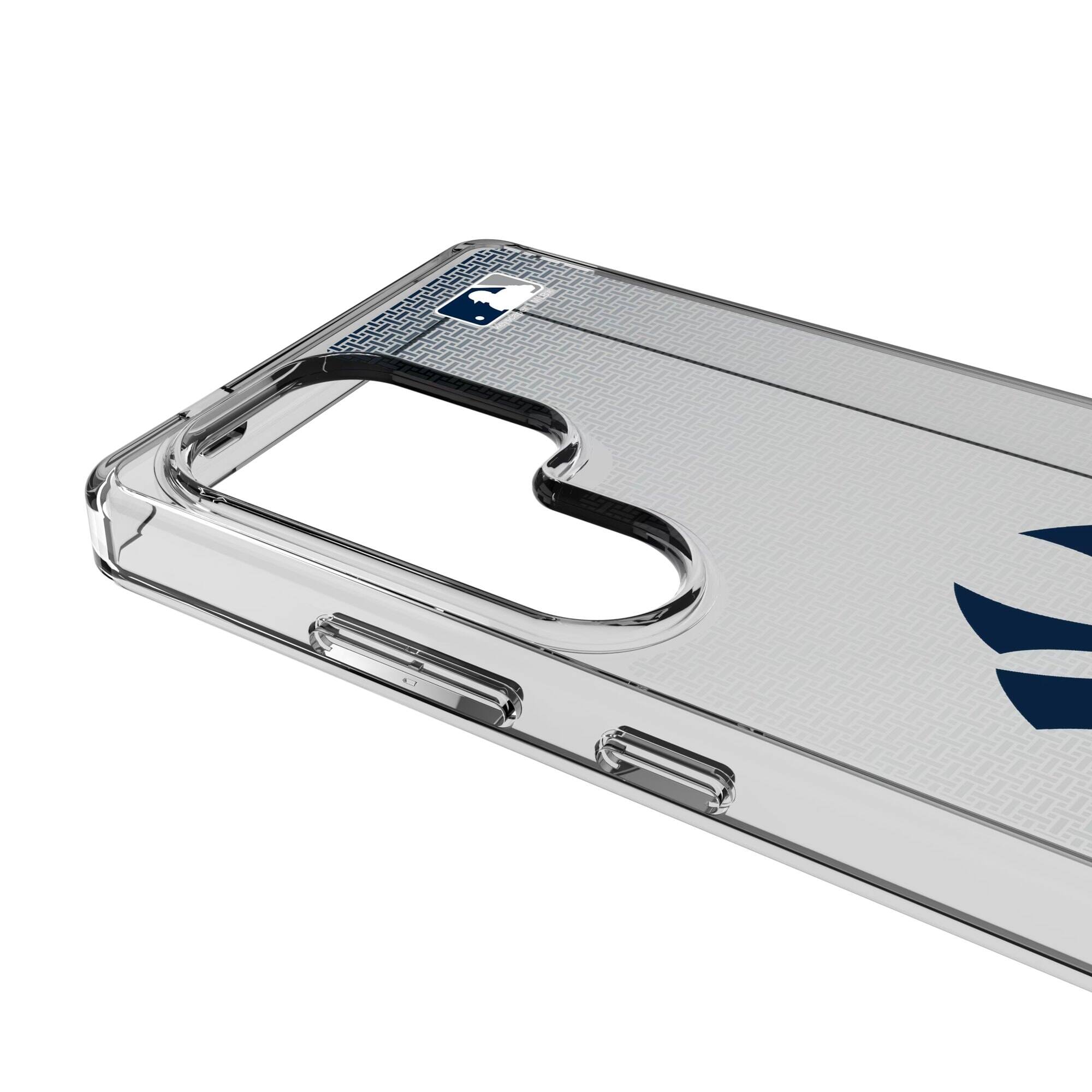 Alt View 2. Keyscaper - New York Yankees Linen Logo Galaxy Clear Case - S24 Ultra - Multicolor.