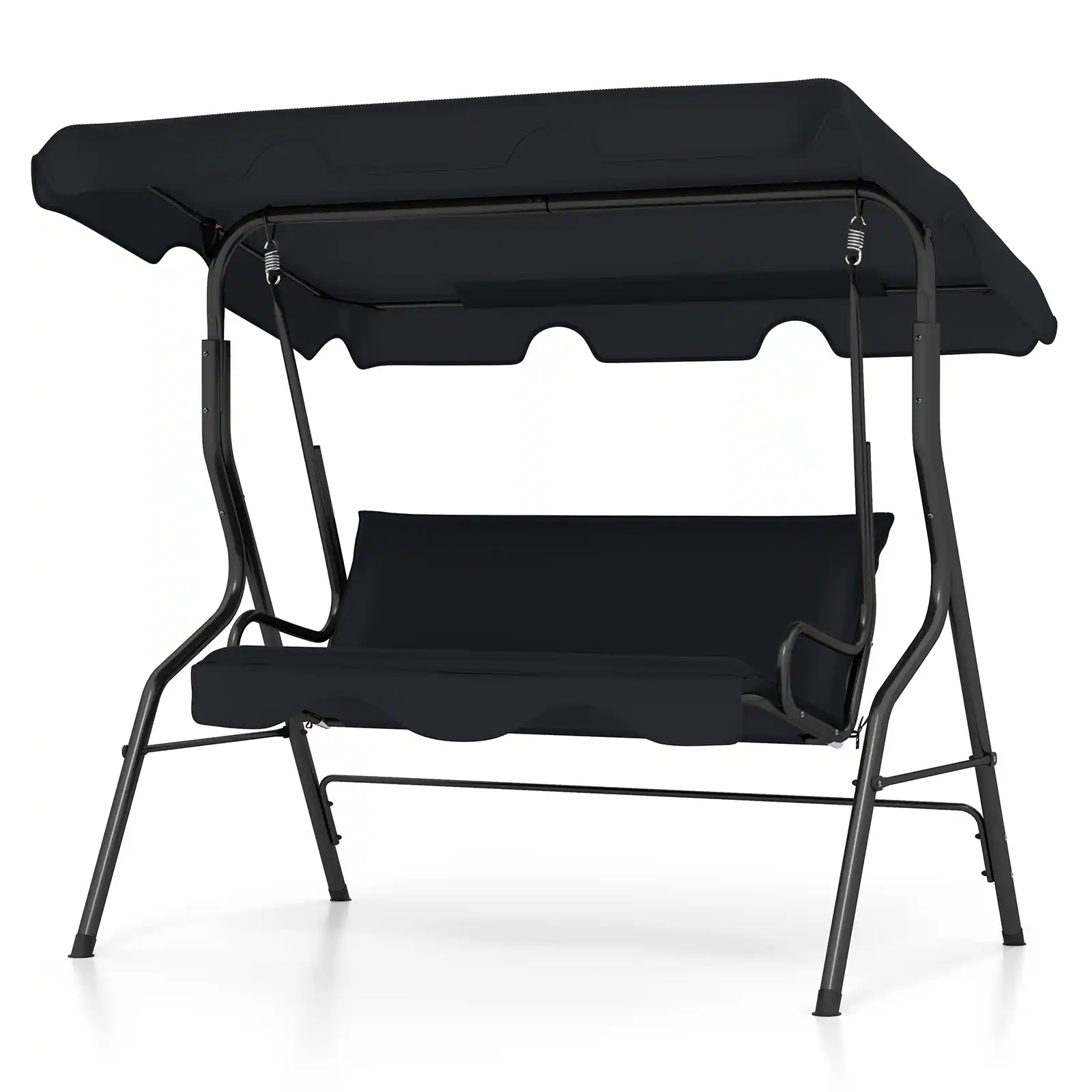 Front. Costway - Costway Patio 3 Seats Canopy Porch Swing Glider Hammock Cushioned Steel Frame Outdoor - Black.