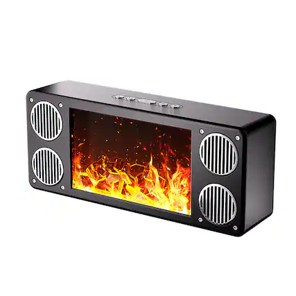 Front. Priority Products - Portable Bluetooth Speaker with FM Radio, Fireplace Lighting Effects, L-45 - Black.