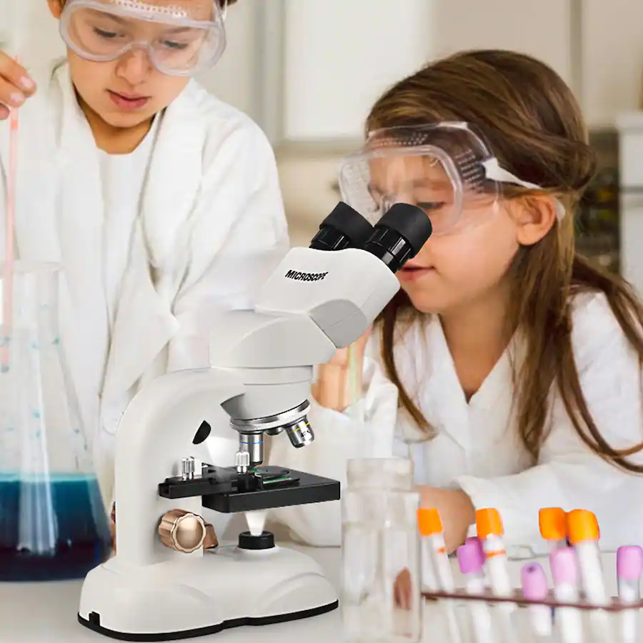 Universalfun 1600X Binocular Microscope for Kids with Dual LED Lights ...