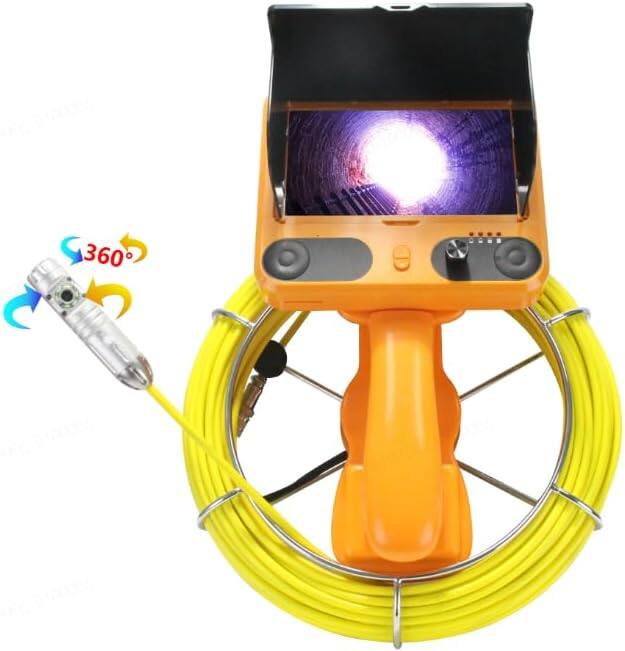 Alt View 1. Aukfa - Sewer Camera with 360° Dual-Camera - 7" HD Screen, IP68, 6 LED Lights, 100FT 6MM Cable, 16GB.