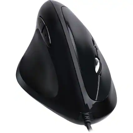Front. Adesso - Adesso Programmable Vertical Ergonomic Left-Handed Mouse - Optical - Cable - Black - USB - 6400 dpi - Scroll Wheel - 6 - Black.
