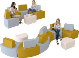 wowmax - Modular Floor Sofa Set with Ottoman, Freely Configurable Sectional for Small Spaces, Foam Couch for Kids & Adults, Blue - Blue yellow