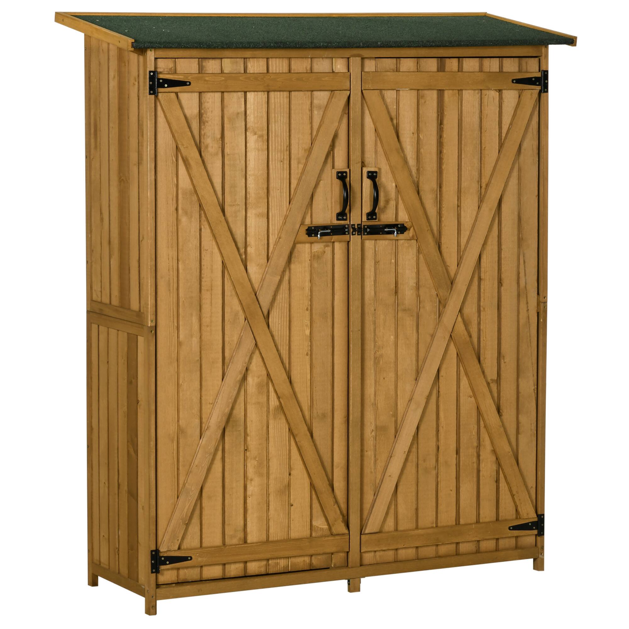 Outsunny - Outdoor Storage Cabinet Wooden Garden Shed Utility Tool Organizer with Waterproof Asphalt Rood, Lockable Doors price history on PriceWatchPro