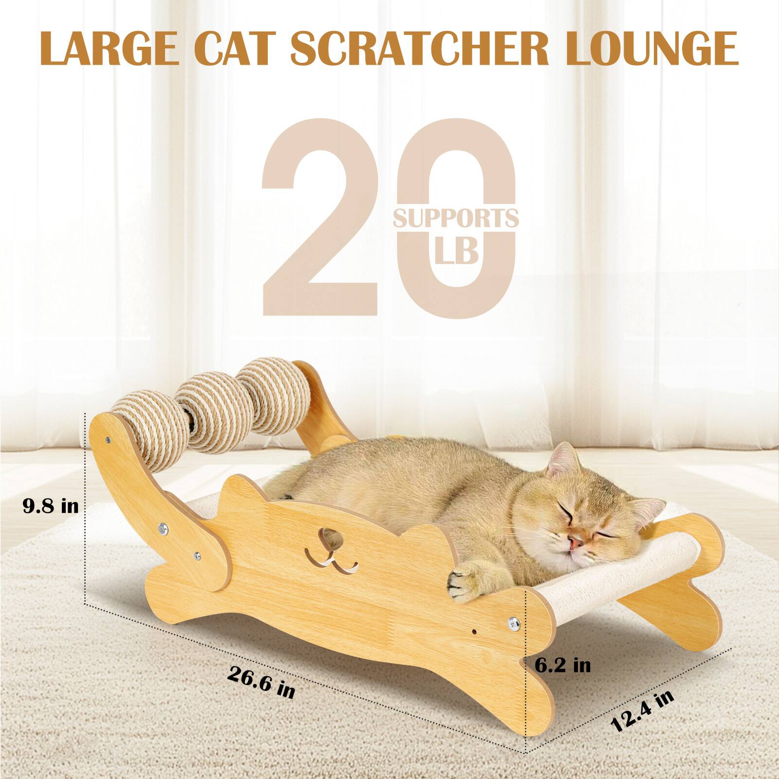 LARGE CAT SCRATCHER LOUNGE  
20 LB  
9.8 in  
26.6 in  
6.2 in  
12.4 in