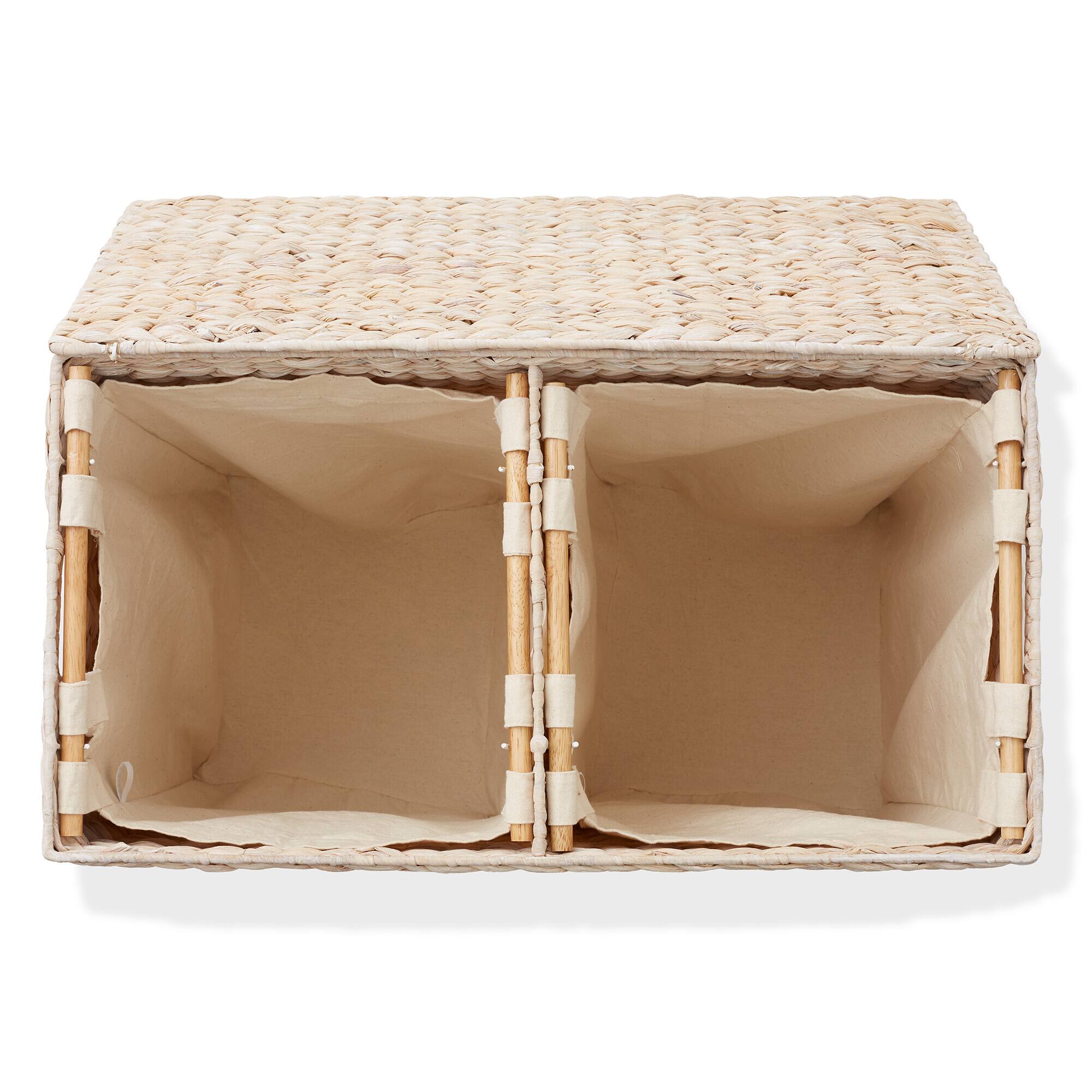 Alt View 5. Casafield - 2-Section Laundry Hamper Basket with Removable Liner Bags for Clothes - Whitewash.