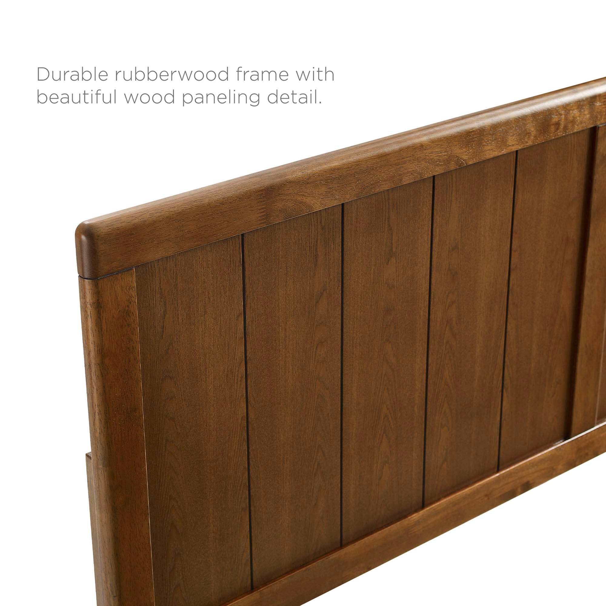 Durable rubberwood frame with beautiful wood paneling detail.