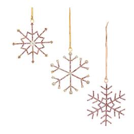 BreeBe - Jeweled Metal Snowflake Ornament (Set of 12) - Red, Gold