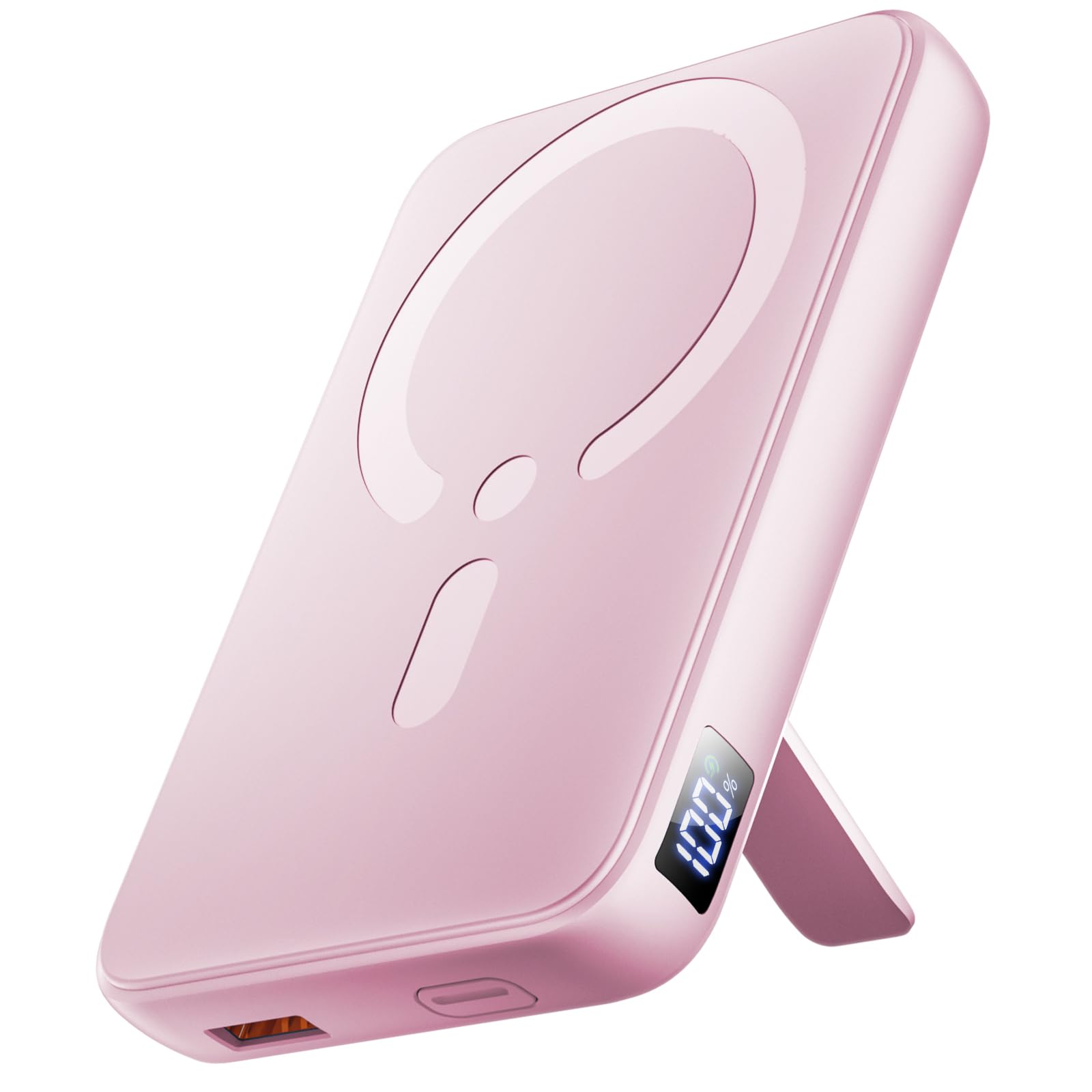 Front. Trigiz - Magnetic Power Bank, 12,000mAh Portable Charger with 20W USB-C Fast Charging for iPhone 13-17 Series - Pink.