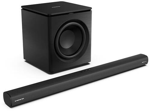 Left. Monster - Soundstage Pro Dolby Atmos Soundbar with 12" Subwoofer - Black.