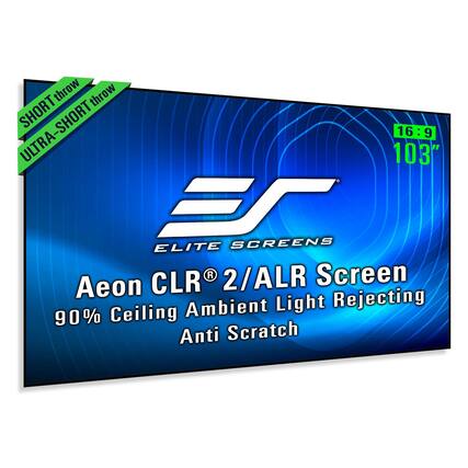 - SHORT throw
- ULTRA-SHORT throw
- 16:9
- 103"
- ELITE SCREENS
- Aeon CLR® 2/ALR Screen
- 90% Ceiling Ambient Light Rejecting
- Anti Scratch