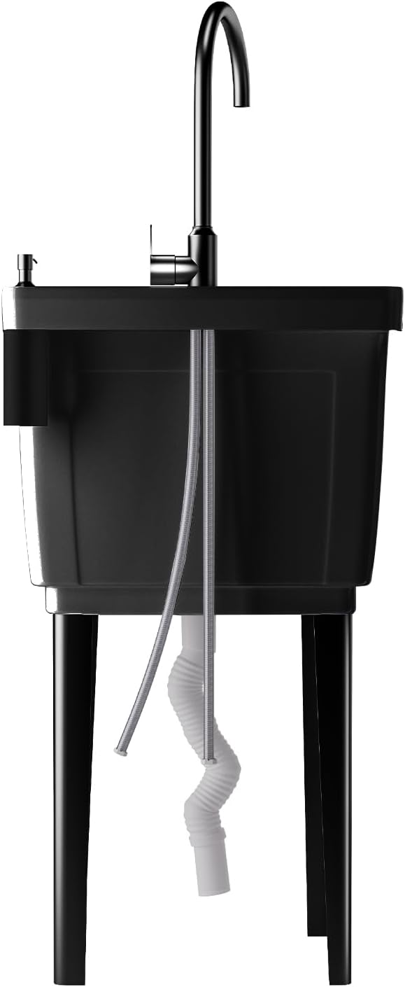 Alt View 6. Circus Cirle - 18-Gallon Utility Sink with Hot/Cold Stainless Steel Faucet - Black.