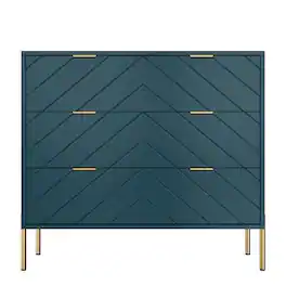 Boyel Living - Modern 3 Drawer Dresser Chest with Gold Metal Legs - Green