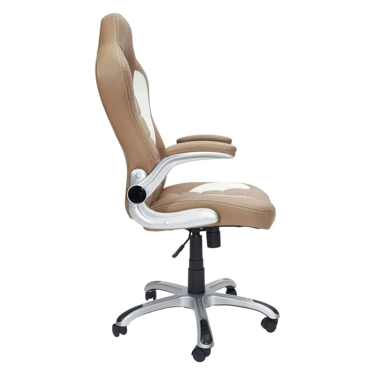 Alt View 1. Techni Mobili - High Back Executive Chair With Flip Up Arms For Home - Brown; beige.