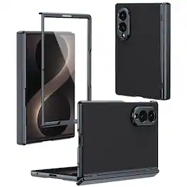 Dteck - for Samsung Galaxy Z Fold8 Matte Case with Built-in Screen Protector Hinge Protection Shock-absorbent Hard PC Cover - Black