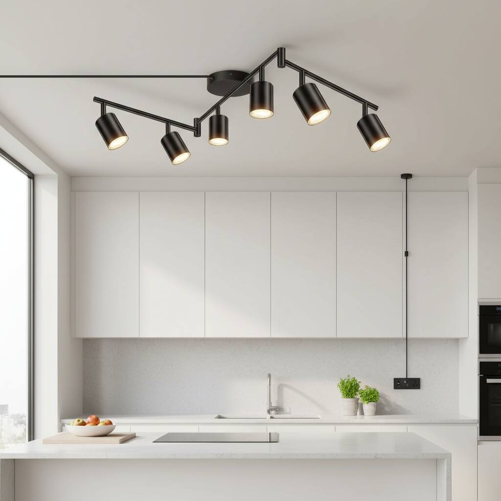 Back. Dazzed Corner - 6-Light Plug-in LED Track Lighting, Ceiling Spotlight Kit - Black.