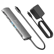 Front. j5create - USB-C 7-Port Hub 5A2C with DC Power Adapter - Space Gray.