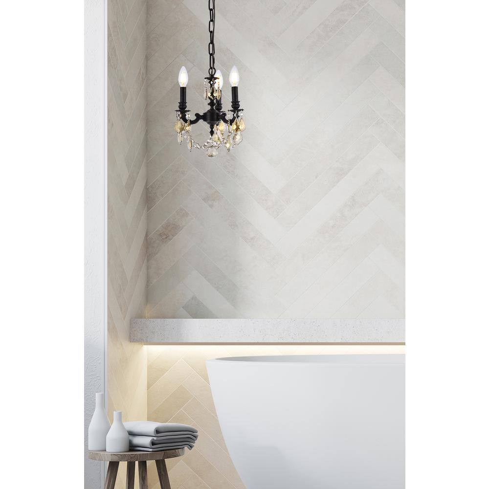 Left. Elegant Lighting - Lillie 3 light Dark Bronze Pendant Clear Royal Cut Crystal - Dark Bronze.