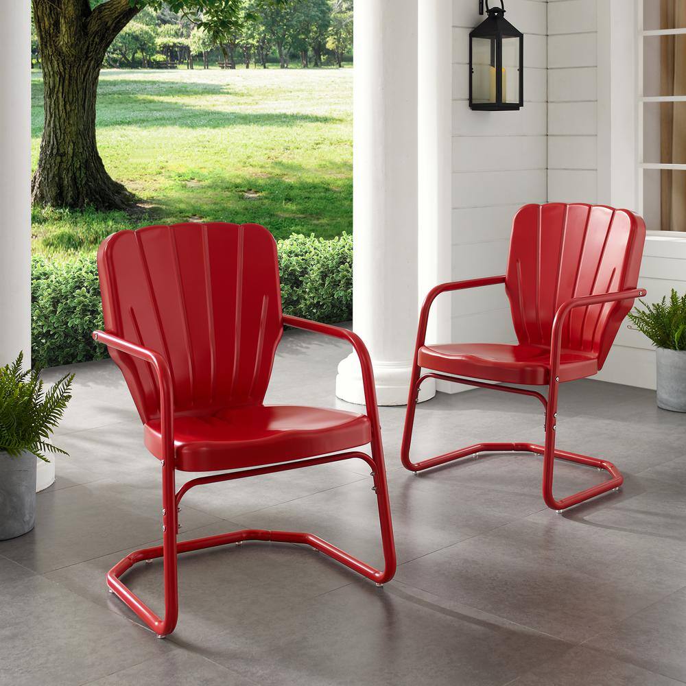 Alt View 10. Crosley Furniture - Ridgeland 2Pc Retro Outdoor Chair Set - 2 Chairs - Bright Red Gloss.
