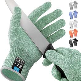 Zulay Kitchen - Cut Resistant Gloves Food Grade Level 5 Protection - Comfortable Safety Cutting Gloves - Green