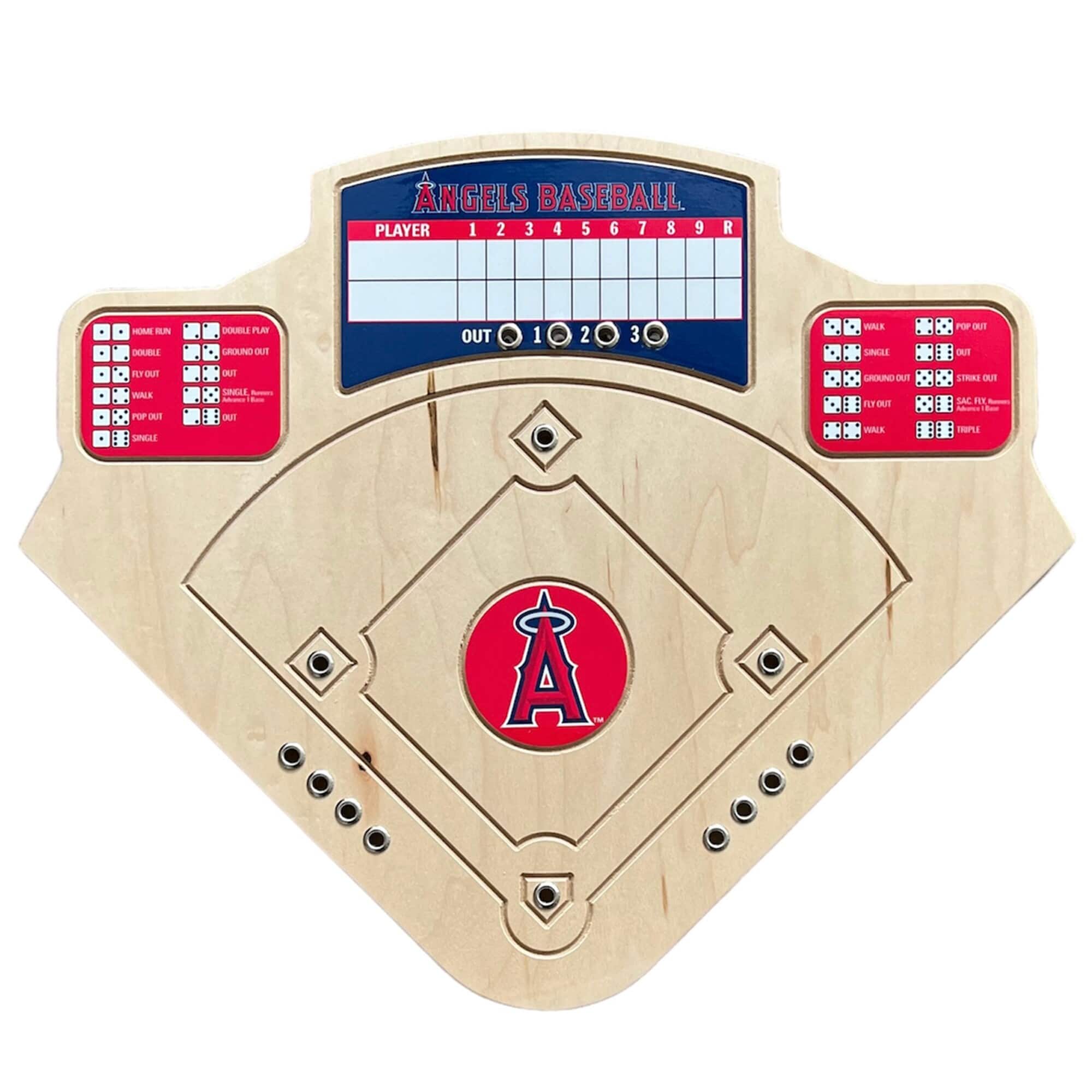 Across the Board - Los Angeles Angels Handcrafted Wood Baseball Game - Multicolor