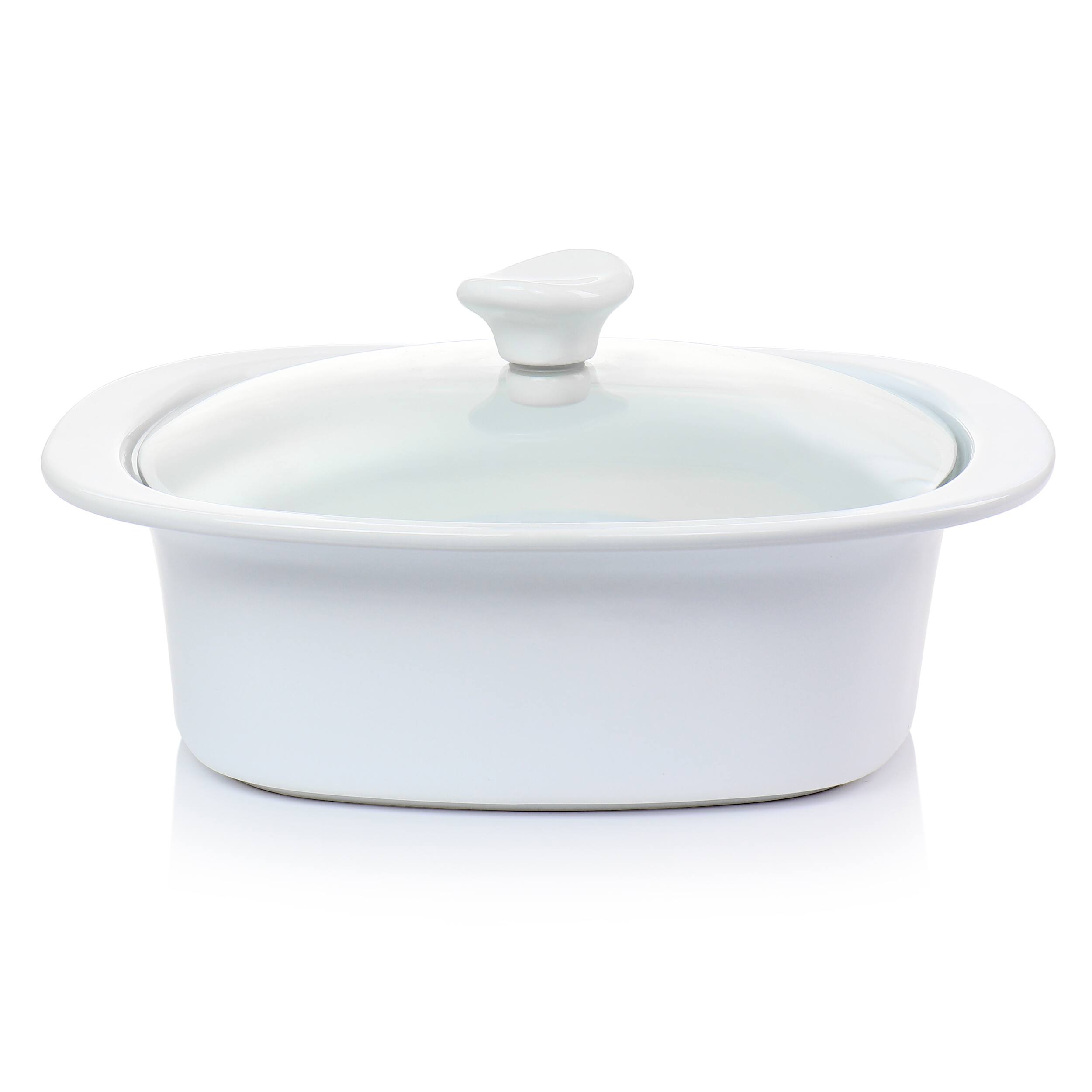 Alt View 6. Gibson - Gibson Elite Gracious Dining 1.9 Quart Stoneware Casserole in White with Glass Lid - White.