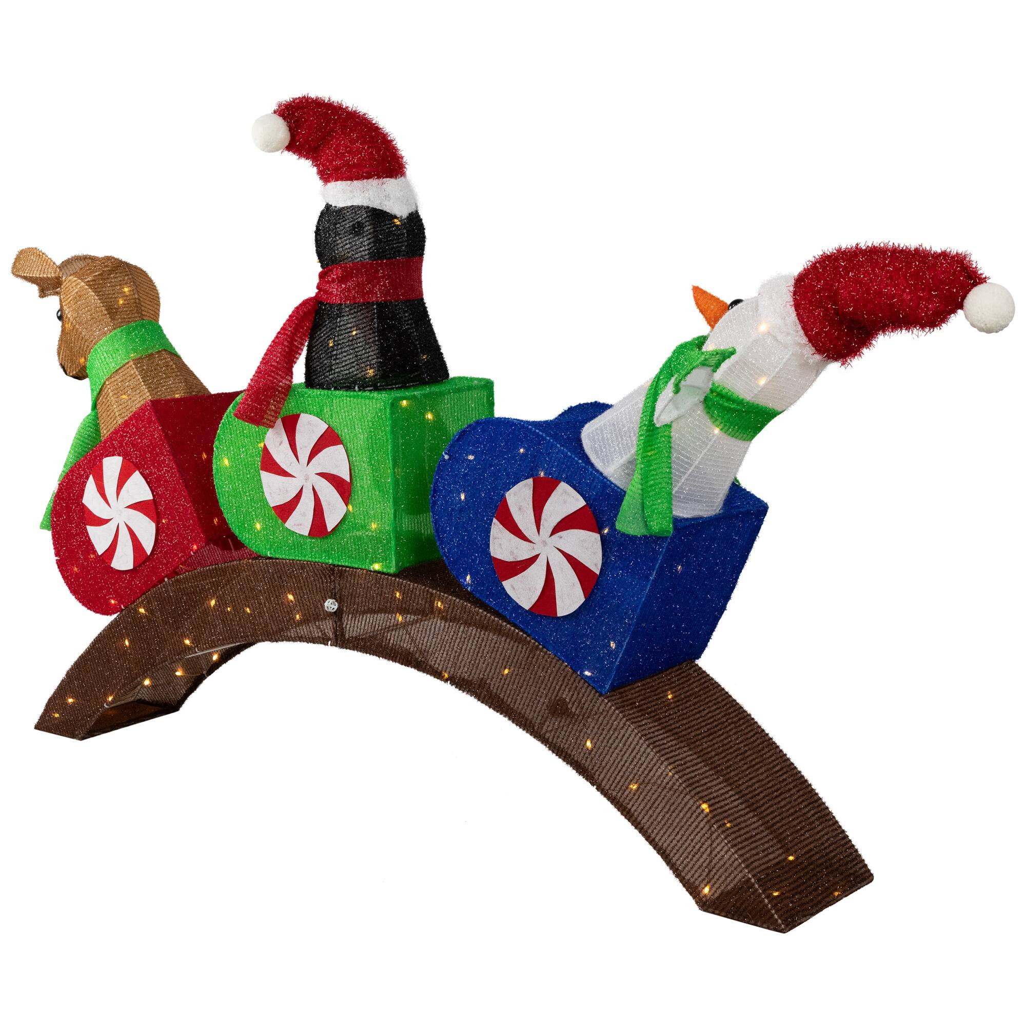 Alt View 3. Northlight - Lighted Winter Friends Christmas Coaster Outdoor Decoration - 4.5' - LED Warm White - Multi.