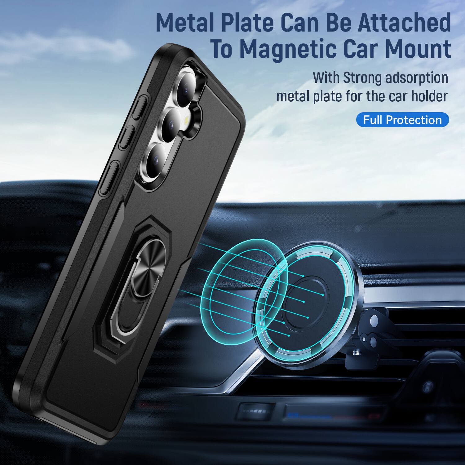 Metal Plate Can Be Attached To Magnetic Car Mount

With Strong adsorption metal plate for the car holder

Full Protection