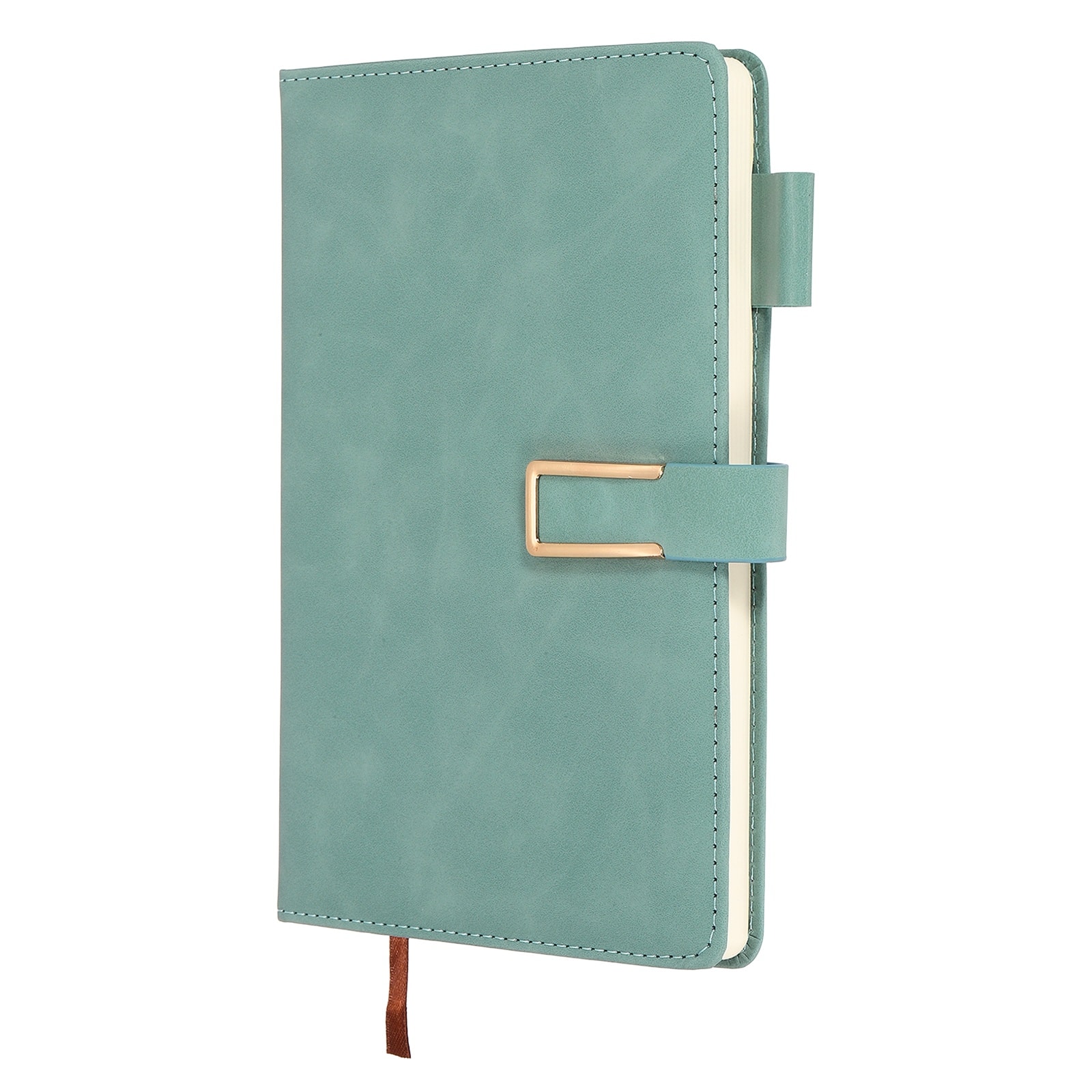 Unique Bargains - Lined Journal Notebook 8.3x5.7", A5 100 Pages 80GSM Soft PU Leather Daily Journal with Magnetic Closure - Nordic Blue