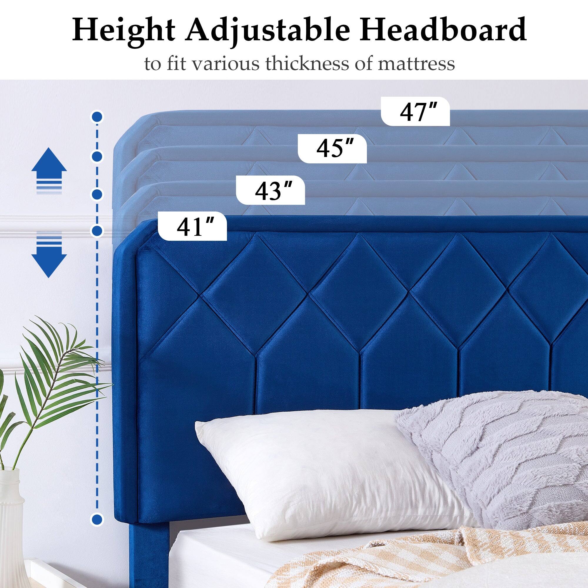 Height Adjustable Headboard  
to fit various thickness of mattress  

41"  
43"  
45"  
47"
