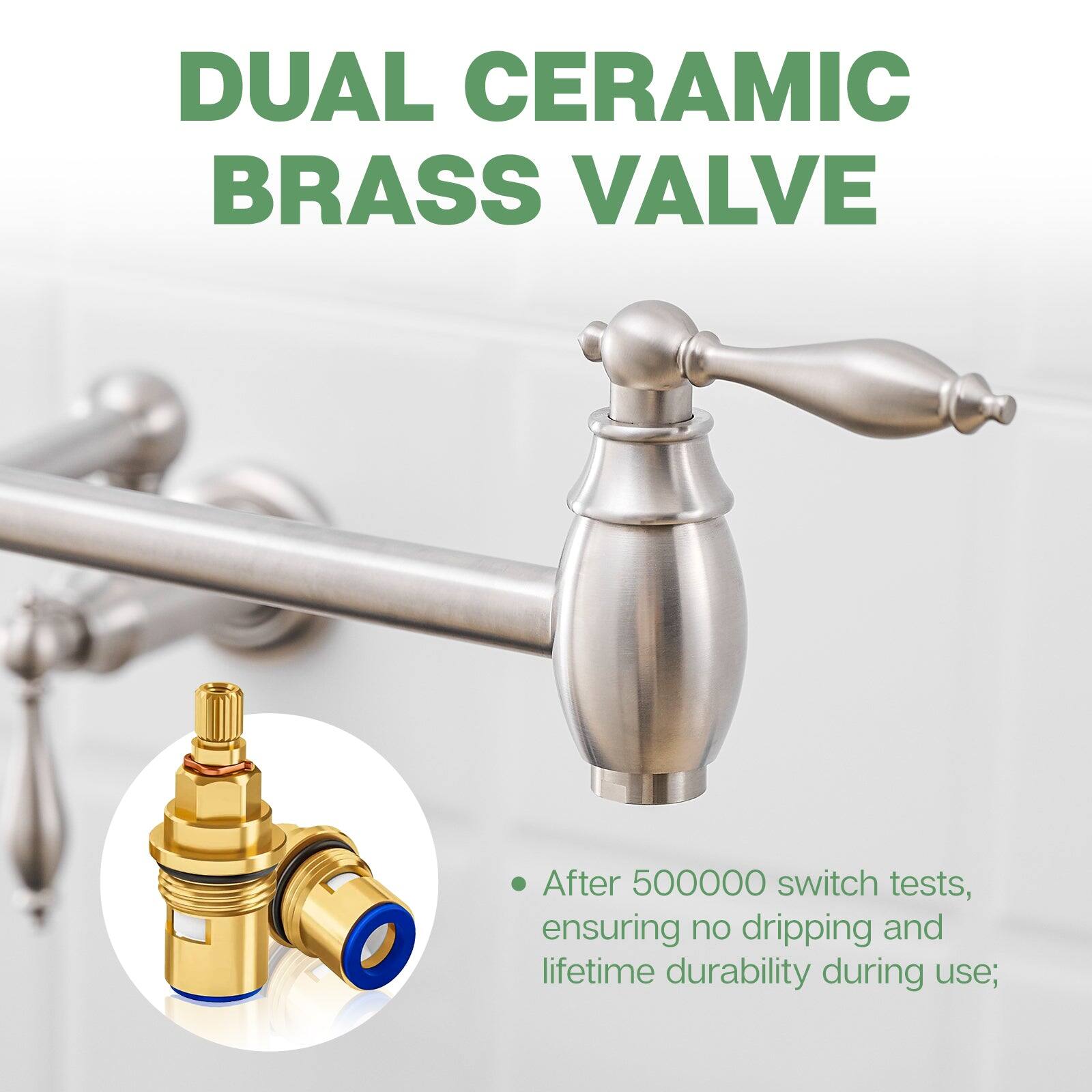 DUAL CERAMIC BRASS VALVE

After 500000 switch tests, ensuring no dripping and lifetime durability during use;