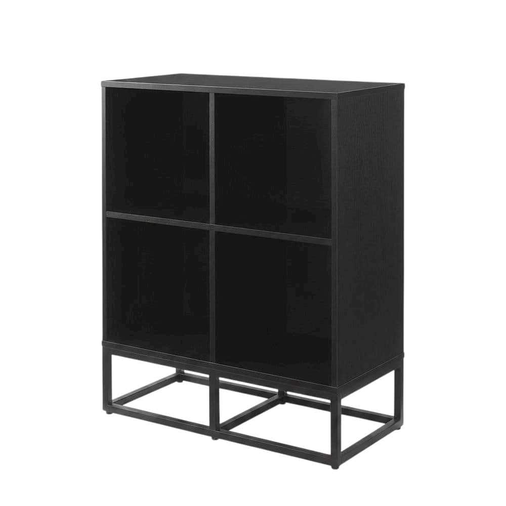 FurniFact - Dark Wood Finish 4-Cube Record Player Stand with Vinyl Storage - White price history on PriceWatchPro