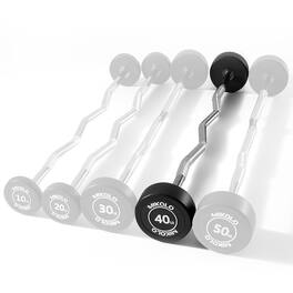 Mikolo - Rubber Coated Fixed Weight EZ Curl Barbell,EZ Curl Solid Steel Barbells, Weighted Bar(40LBS) - Black