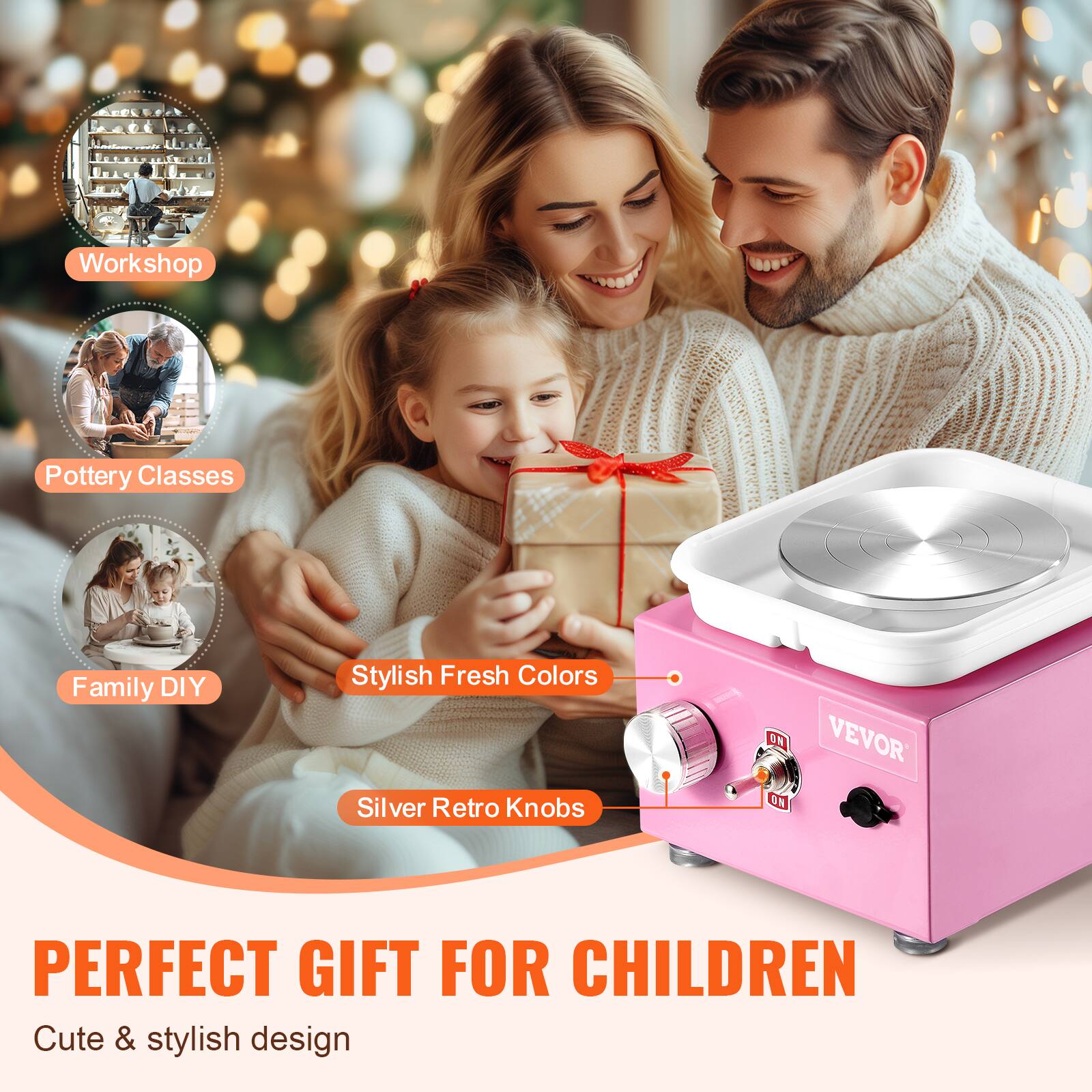 Workshop  
Pottery Classes  
Family DIY  
Stylish Fresh Colors  
Silver Retro Knobs  

PERFECT GIFT FOR CHILDREN  
Cute & stylish design