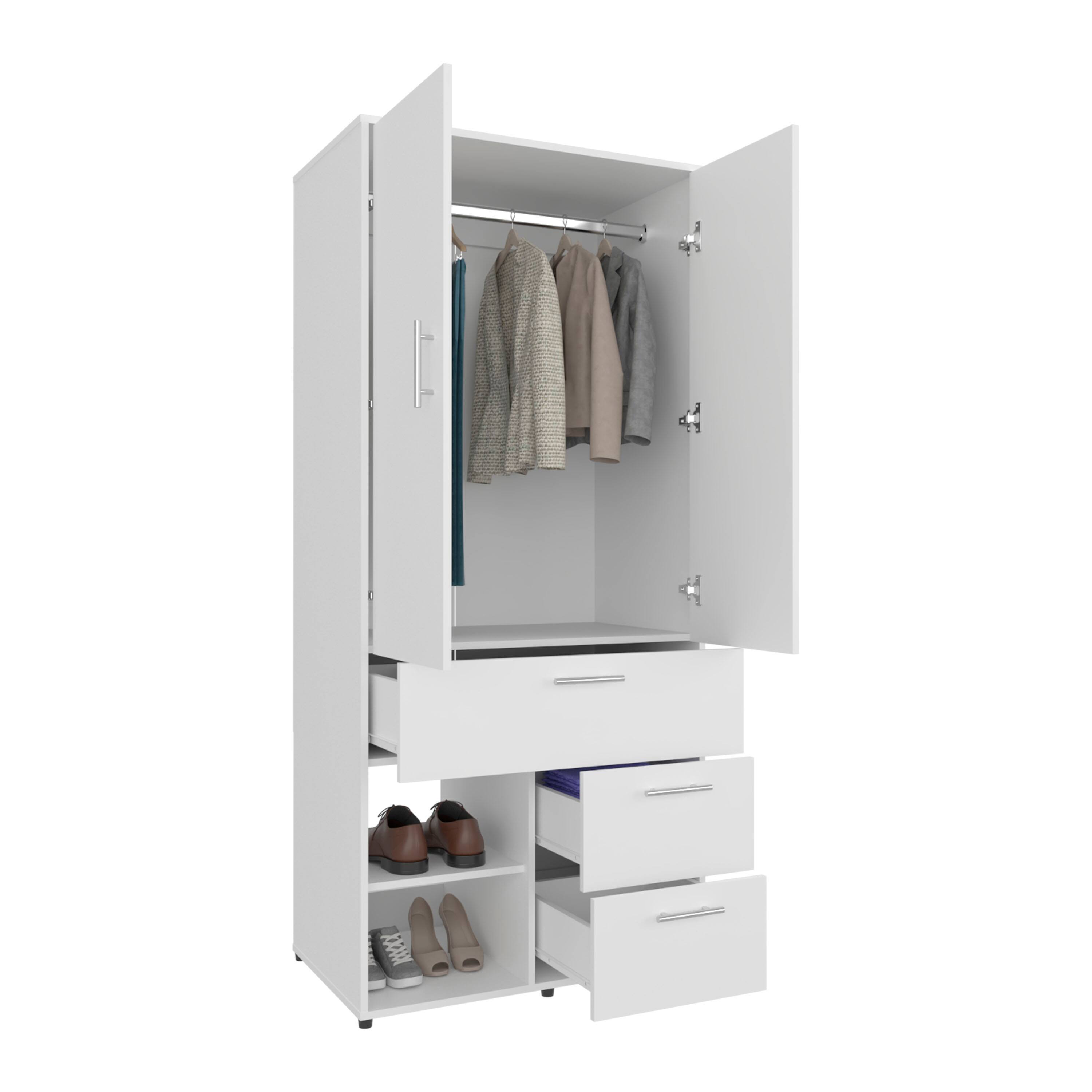 Alt View 2. TuHome - Alpine Armoire With Double Doors, Hanging Rod And Interior Shelves, Freestanding Modern Wardrobe Closet - White.