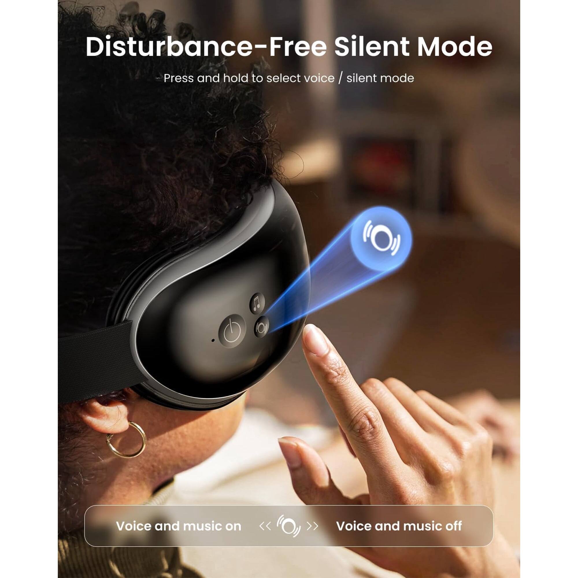 Disturbance-Free Silent Mode  
Press and hold to select voice / silent mode  

Voice and music on  
Voice and music off