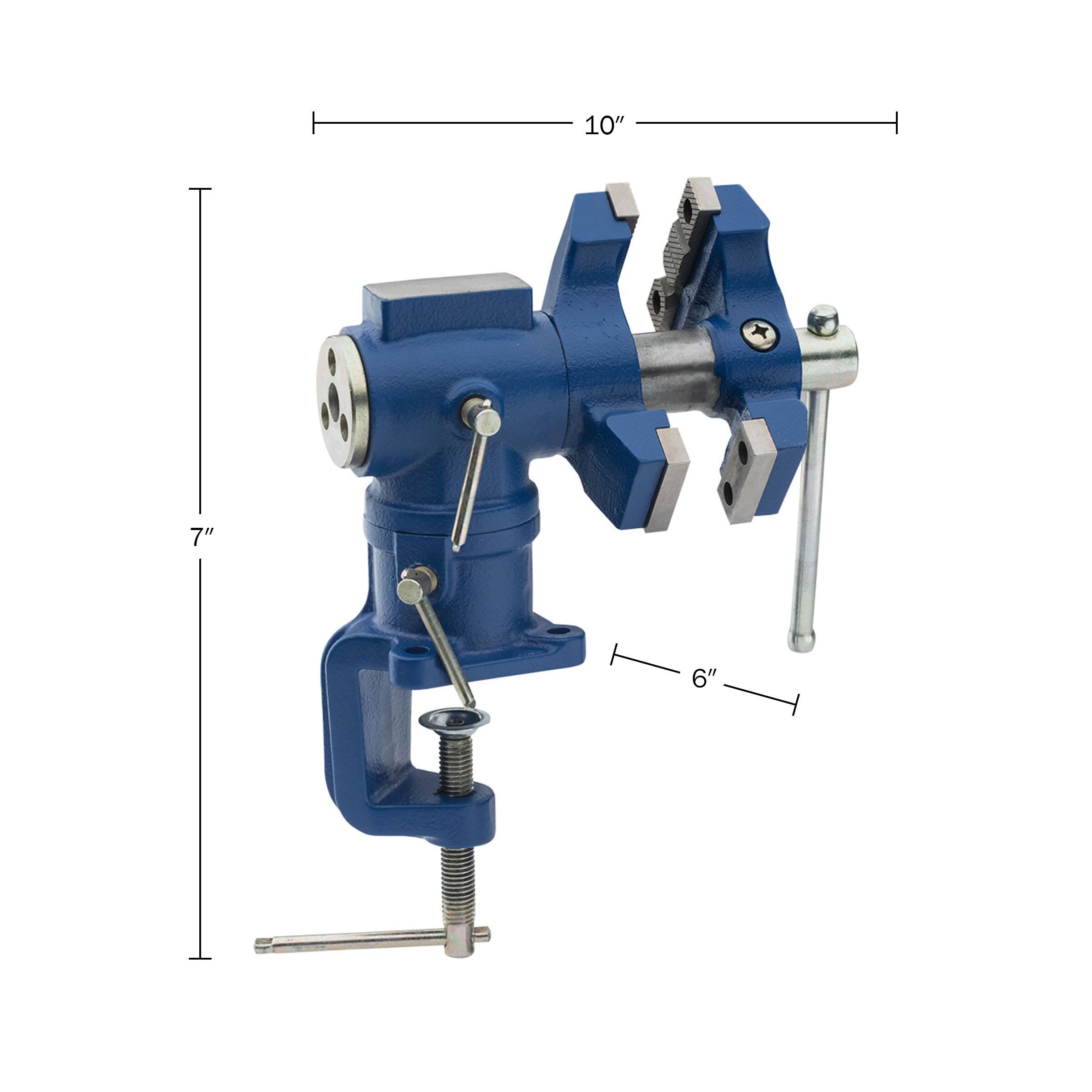 Alt View 6. Kings County Tools - Bench Vise with Rotating Jaws - Blue and Silver.
