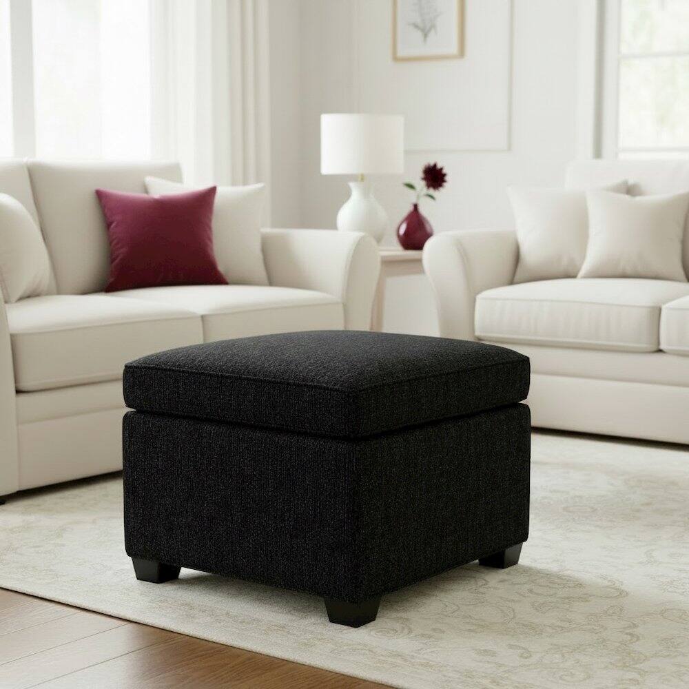 Left. Sanford - Jackson Square Storage Ottoman Matisse Black - Black.